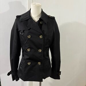 Plaza Italia Double Breasted Black Women’s Sz S Jacket Overcoat Water Repellent